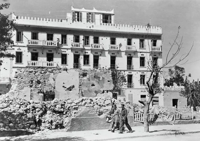 Framed Print : Bomb-Damaged Hotel In Tunisia, 1943 Framed Print : Bomb-Damaged Hotel In Tunisia, 1943