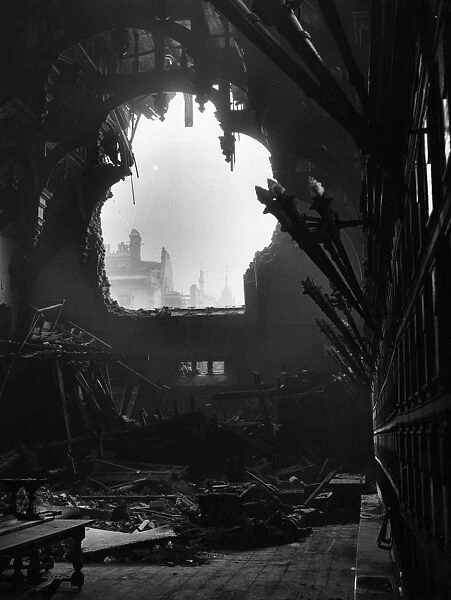 Bomb Site. October 1940: Middle Temple Hall, bomb damaged during an air raid