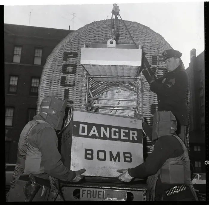Framed Print : Bomb Squad Loading Bomb Box