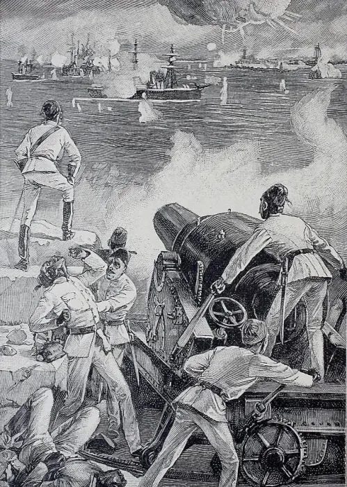 Framed Print : Bombardment of Alexandria, Egypt, on 11 July 1882, Historical, digitally restored reproduction of an original 19th-century artwork Framed Print : Bombardment of Alexandria, Egypt, on 11 July 1882, Historical, digitally restored reproduction of an original 19th-century artwork