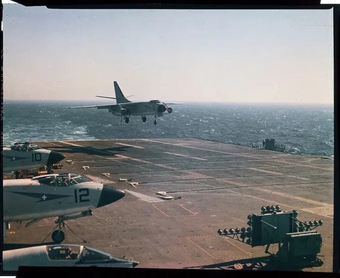 Framed Print : Bomber Landing on a Carrier