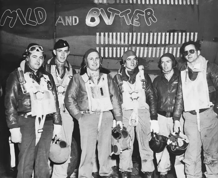Framed Print : Bombing Mission Teammates Posing Together Framed Print : Bombing Mission Teammates Posing Together