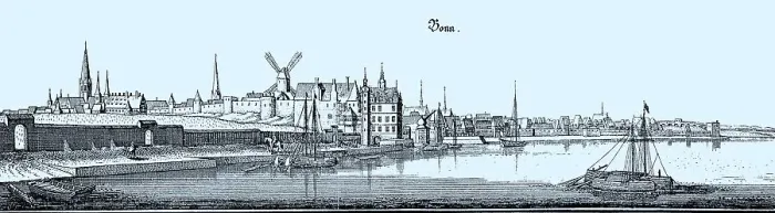 Framed Print : Bonn in the Middle Ages, North Rhine-Westphalia, Germany, Historical, digital reproduction of an original from the 19th century, original date unknown Framed Print : Bonn in the Middle Ages, North Rhine-Westphalia, Germany, Historical, digital reproduction of an original from the 19th century, original date unknown
