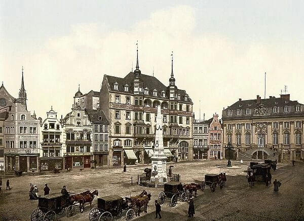 Bonn in North Rhine-Westphalia, Germany, Historic, digitally restored reproduction of a photochromic print from the 1890s