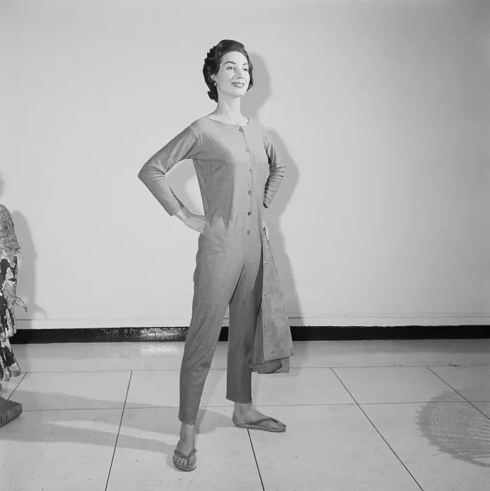 Framed Print : Bonnie Cashin Posing in Longjohn's Framed Print : Bonnie Cashin Posing in Longjohn's