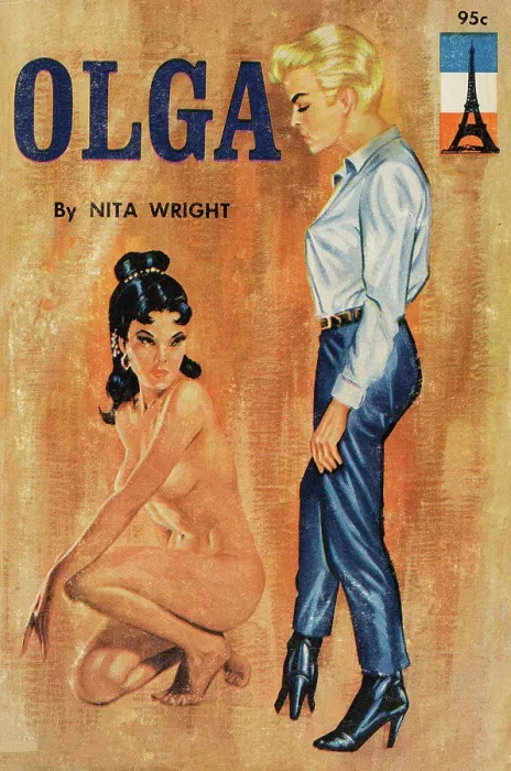 Framed Print : Olga. Book cover art to a 'pulp' paperback that focused on lesbian or gay