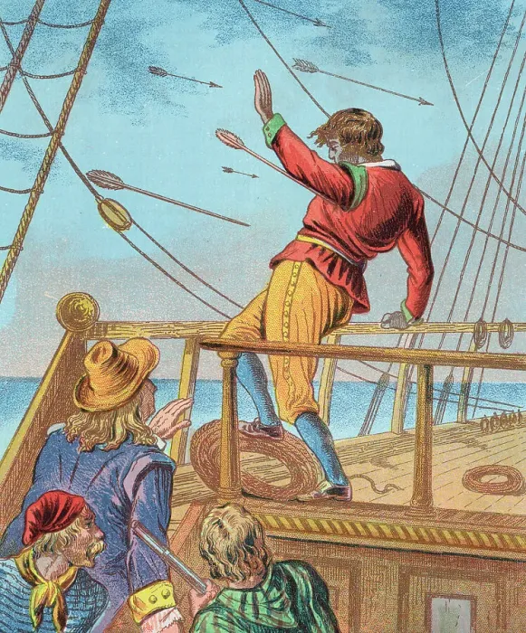 Framed Print : Book Illustration of Robinson Crusoe's Servant Friday Killed by Arrows Framed Print : Book Illustration of Robinson Crusoe's Servant Friday Killed by Arrows
