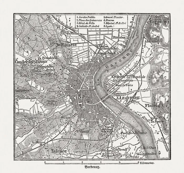 Framed Print : Bordeaux, France, wood engraving, published in 1882 Framed Print : Bordeaux, France, wood engraving, published in 1882