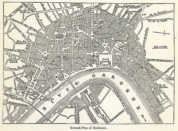 Bordeaux map engraving 1877