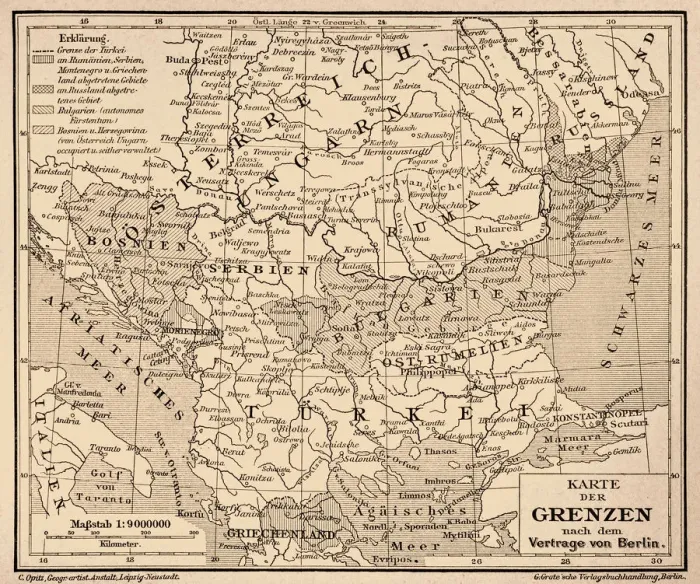 Framed Print : The borders of Europe after the Treaty of Berlin Framed Print : The borders of Europe after the Treaty of Berlin