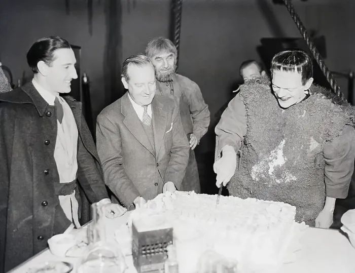 Framed Print : Boris Karloff (Franken..) Cutting Cake