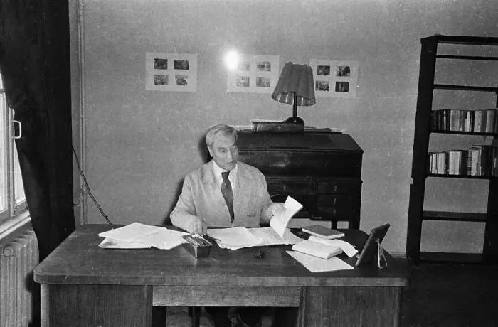 Framed Print : Boris Pasternak Looking Through Documents at His Desk Framed Print : Boris Pasternak Looking Through Documents at His Desk