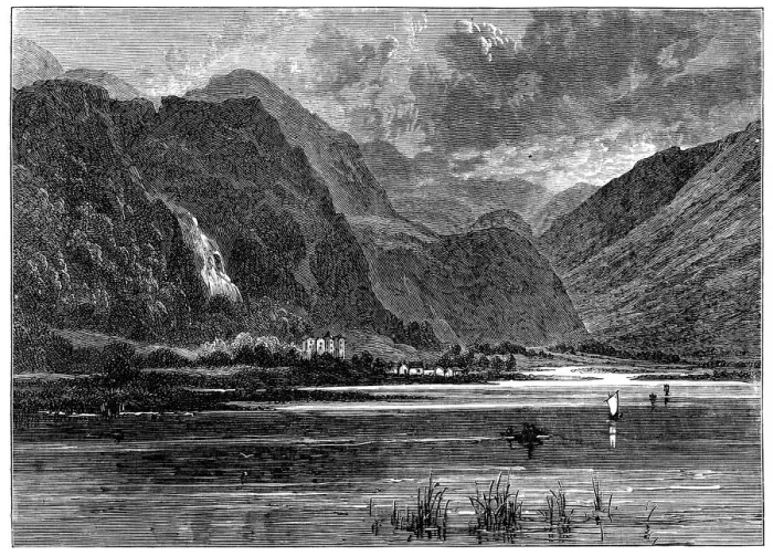 Framed Print : Borrowdale Valley and Derwentwater Lake in the Lake District, England - 19th Century