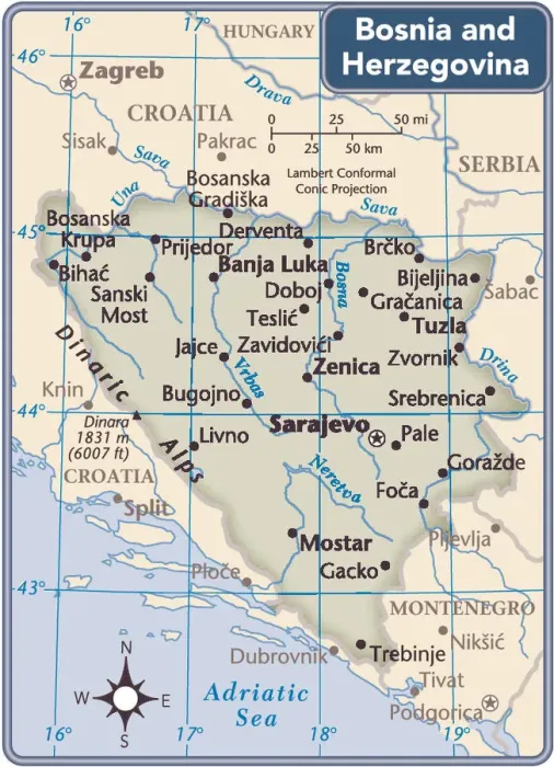Framed Print : Bosnia and Herzegovina country map Framed Print : Bosnia and Herzegovina country map