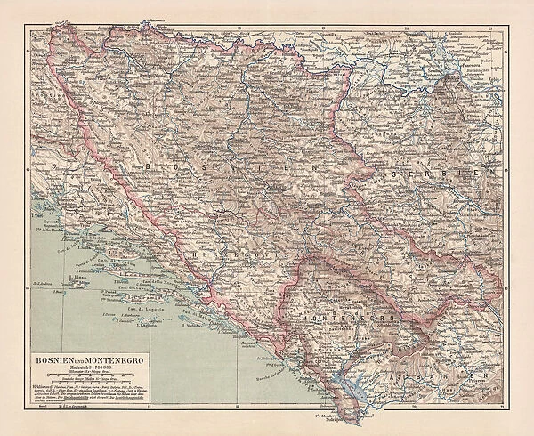 Bosnia and Montenegro, lithograph, published in 1881