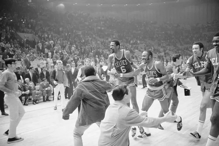 Framed Print : Boston Basketball Coach Bill Russell and Emmette Bryant Framed Print : Boston Basketball Coach Bill Russell and Emmette Bryant