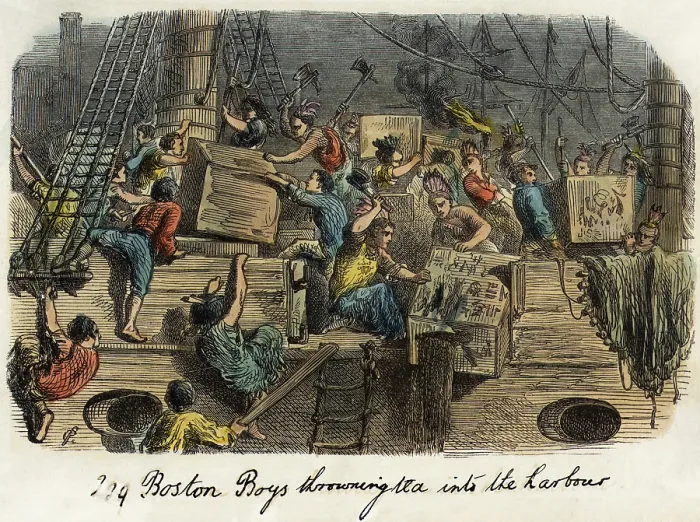 Framed Print : The Boston Boys Throwing Taxed Tea