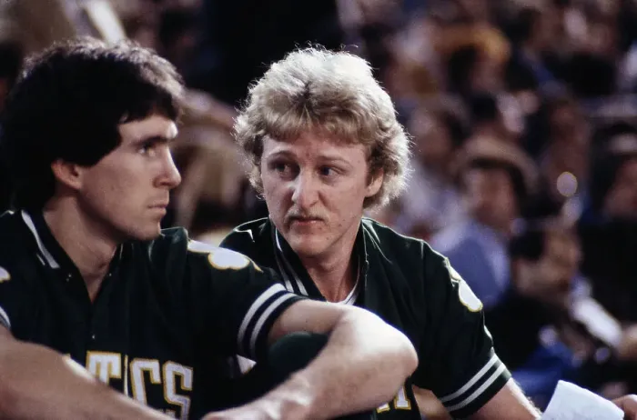 Framed Print : Boston Celtics Larry Bird on the Sidelines During a Game Against Detroit