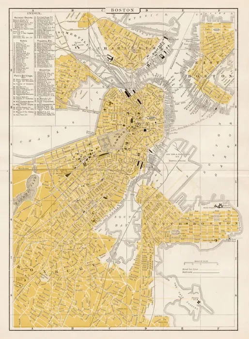 Framed Print : Boston city map 1893 Framed Print : Boston city map 1893