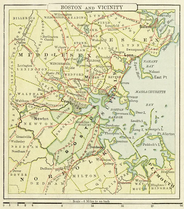 Framed Print : Boston and vicinity map 1881 Framed Print : Boston and vicinity map 1881