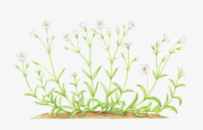 Framed Print : botany, caryophyllaceae, cerastium, cerastium arvense, cut out, field chickweed, field mouse-ear