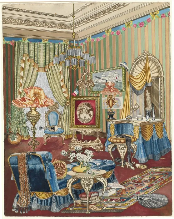 Framed Print : Boudoir, circa 1931. Artist Perkins Harnly Framed Print : Boudoir, circa 1931. Artist Perkins Harnly