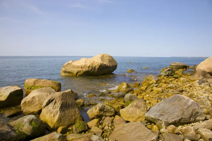 Framed Print : Boulders in water, Southold, NY Framed Print : Boulders in water, Southold, NY