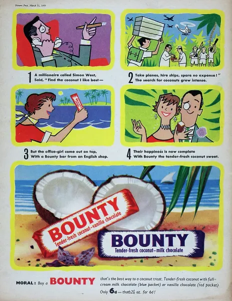Fine Art Storehouse Print of 1957 Bounty Chocolate Ad. Art Prints