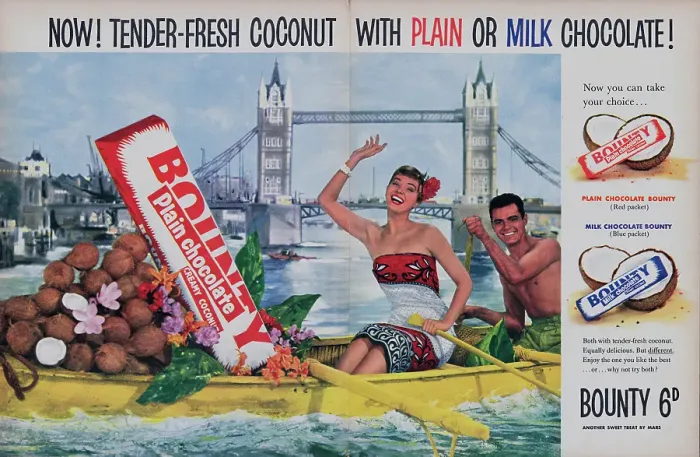 Framed Print : Bounty. 1956: Advertisement for the Bounty chocolate bar with the caption Now Framed Print : Bounty. 1956: Advertisement for the Bounty chocolate bar with the caption Now
