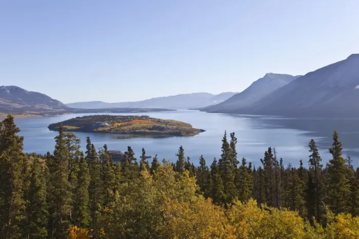 Framed Print : Bove Island in Tagish Lake, Yokon, British Columbia, Canada