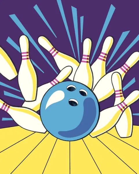 Fine Art Print: Captivating Bowling Strike Illustration. Art
