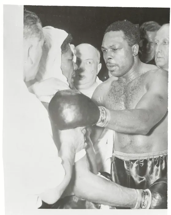Framed Print : Boxer Archie Moore Acknowledging His Challenger After Fight