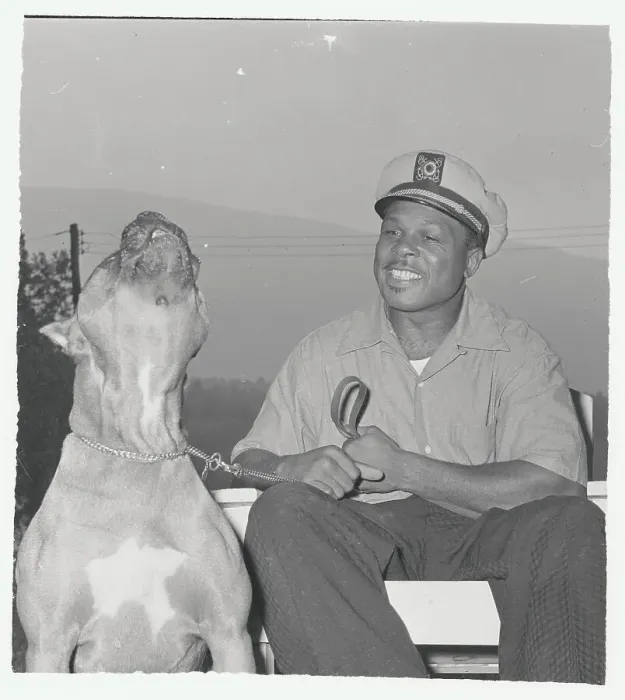 Framed Print : Boxer Archie Moore with His Dog Framed Print : Boxer Archie Moore with His Dog