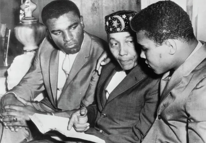 Framed Print : Boxer Cassius Clay Speaking to Elijah Muhammad Poole Framed Print : Boxer Cassius Clay Speaking to Elijah Muhammad Poole
