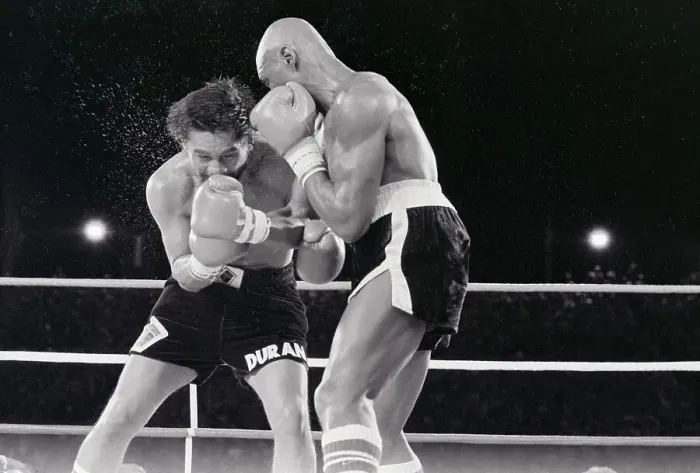 Framed Print : Boxer Hagler Punching Duran in Bout Framed Print : Boxer Hagler Punching Duran in Bout