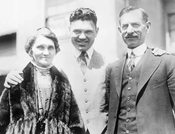 Framed Print : Boxer Jack Dempsey with Mother and Father Framed Print : Boxer Jack Dempsey with Mother and Father