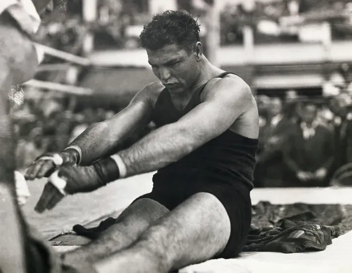 Framed Print : Boxer Jack Dempsey Stretching Before Match Framed Print : Boxer Jack Dempsey Stretching Before Match