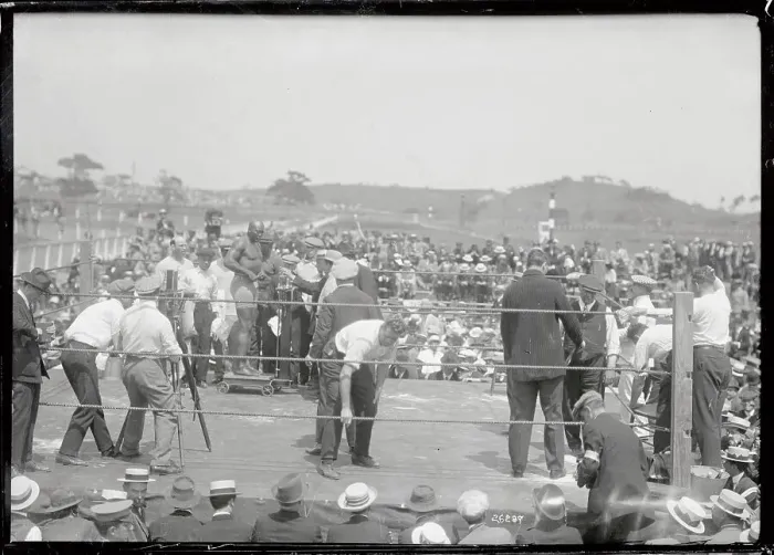 Framed Print : Boxer Jack Johnson is Weighed Before Match Framed Print : Boxer Jack Johnson is Weighed Before Match