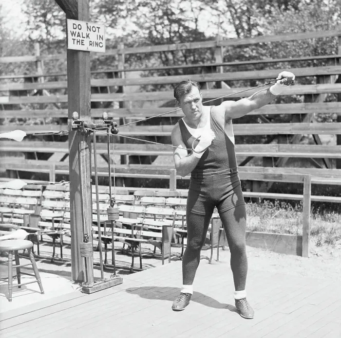 Framed Print : Boxer Jack Sharkey Training for Bout