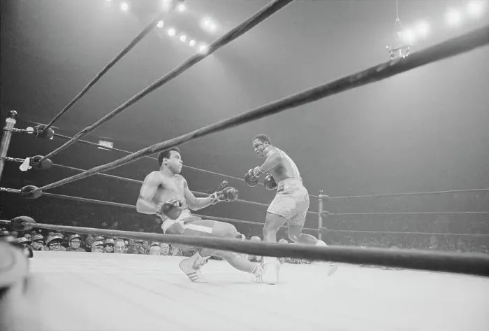 Framed Print : Boxer Joe Frazier Knocking Out Mohammad Ali Framed Print : Boxer Joe Frazier Knocking Out Mohammad Ali