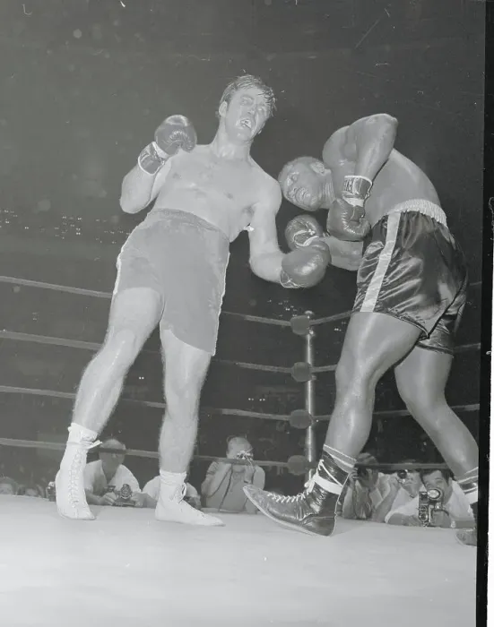 Framed Print : Boxer Joe Frazier and Opponent in Ring Action Framed Print : Boxer Joe Frazier and Opponent in Ring Action