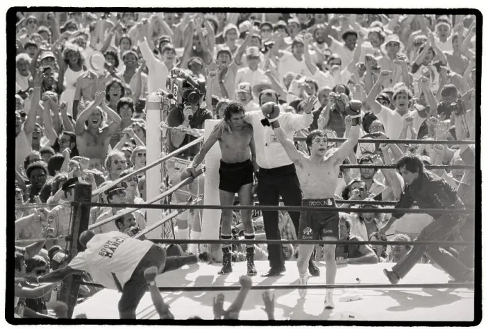 Framed Print : Boxer Mancini Celebrating Victory Framed Print : Boxer Mancini Celebrating Victory
