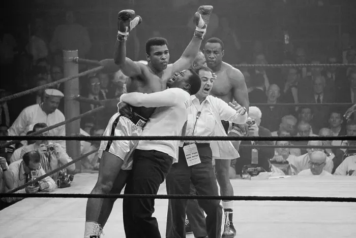 Framed Print : Boxer Muhammad Ali Defeating Sonny Liston Framed Print : Boxer Muhammad Ali Defeating Sonny Liston