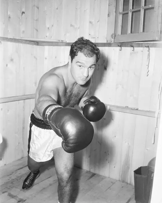 Framed Print : Boxer Rocky Marciano Punches In Portrait Framed Print : Boxer Rocky Marciano Punches In Portrait