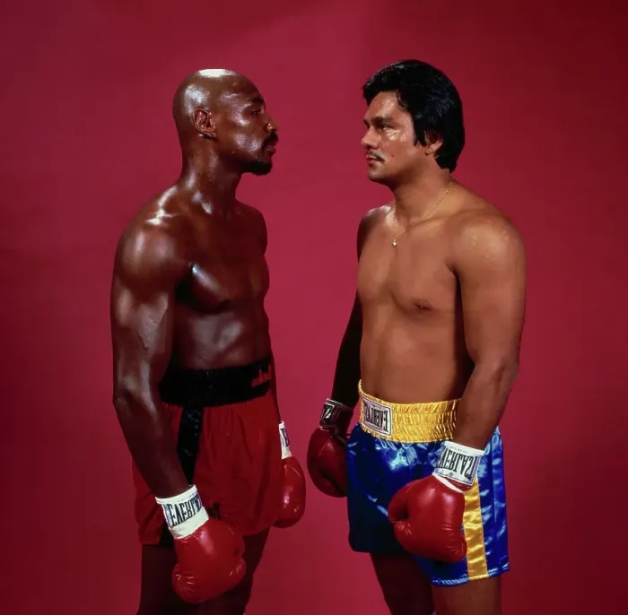 Framed Print : Boxers Marvin Hagler and Roberto Duran Posing Together Framed Print : Boxers Marvin Hagler and Roberto Duran Posing Together