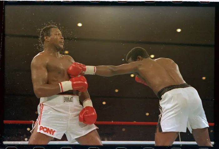 Framed Print : Boxers Michael Spinks and Larry Holmes Rematch