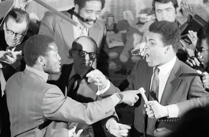 Framed Print : Boxers Muhammad Ali and Joe Frazier Arguing Framed Print : Boxers Muhammad Ali and Joe Frazier Arguing