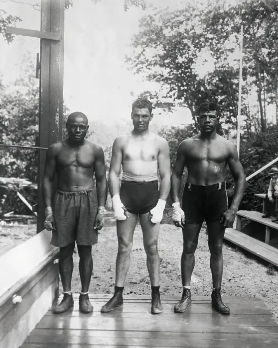 Framed Print : Boxers Posing Outdoors at Camp Framed Print : Boxers Posing Outdoors at Camp