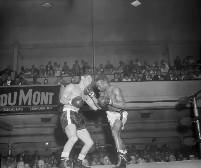 Framed Print : Boxers in Punching Action in the Ring Framed Print : Boxers in Punching Action in the Ring