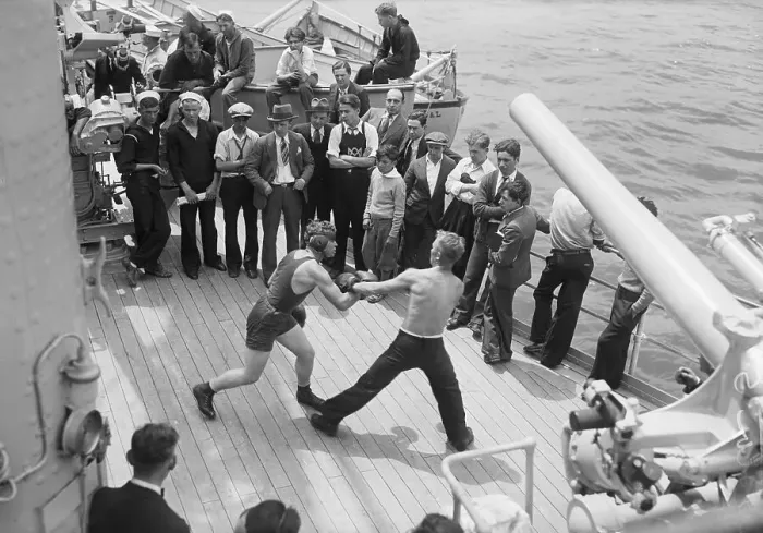 Framed Print : Boxing On Board U.S.S. California Framed Print : Boxing On Board U.S.S. California